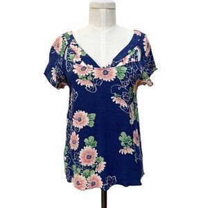 Anthropologie Maeve Floral Tri‎-Cut Cap Sleeve Blouse - Womens 4